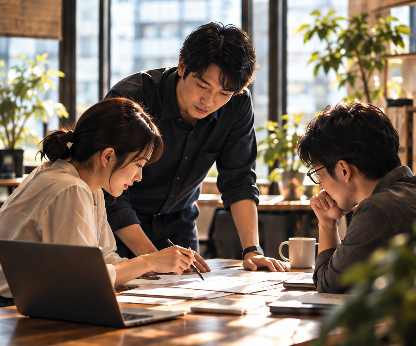 仕事の進め方を話し合うチームのイメージ